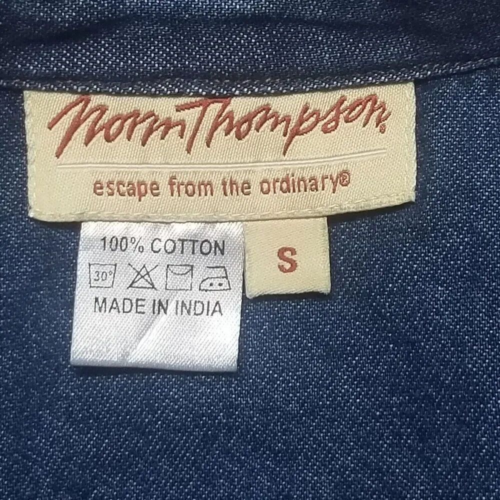 Norm Thompson Small Jacket Lightweight Denim Embroidered Bohemian Festival Boho